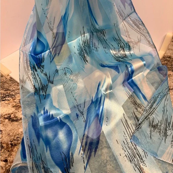 Abstract Blue and Black Scarf for neck and purse - Picture 5 of 5